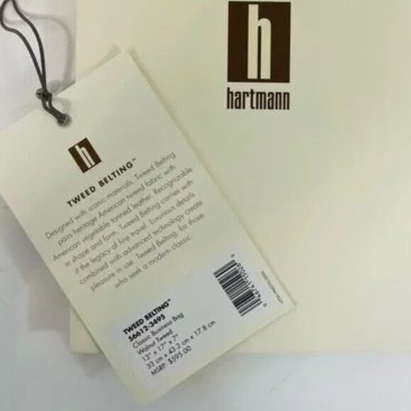 Hartmann Grey Tweed Leather Trim Shoulder Classic Business Bag 13x17x7 Briefcase - Picture 16 of 16